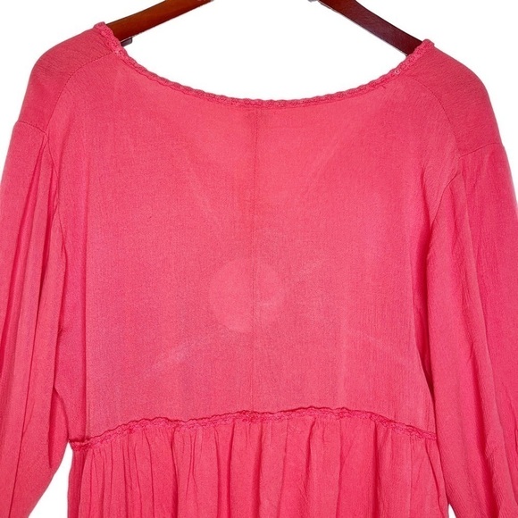 UMGEE NWT Boho V Neck Frayed Hem Dress Size Medium in Coral - Picture 11 of 13